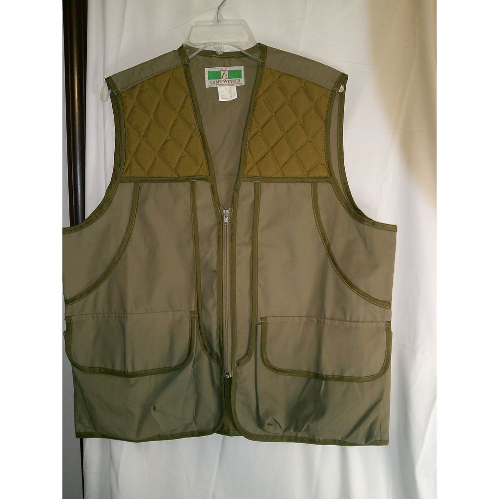 Game Winner Sportswear Hunting Vest with Quilted Shoulders Olive Green NWOT L